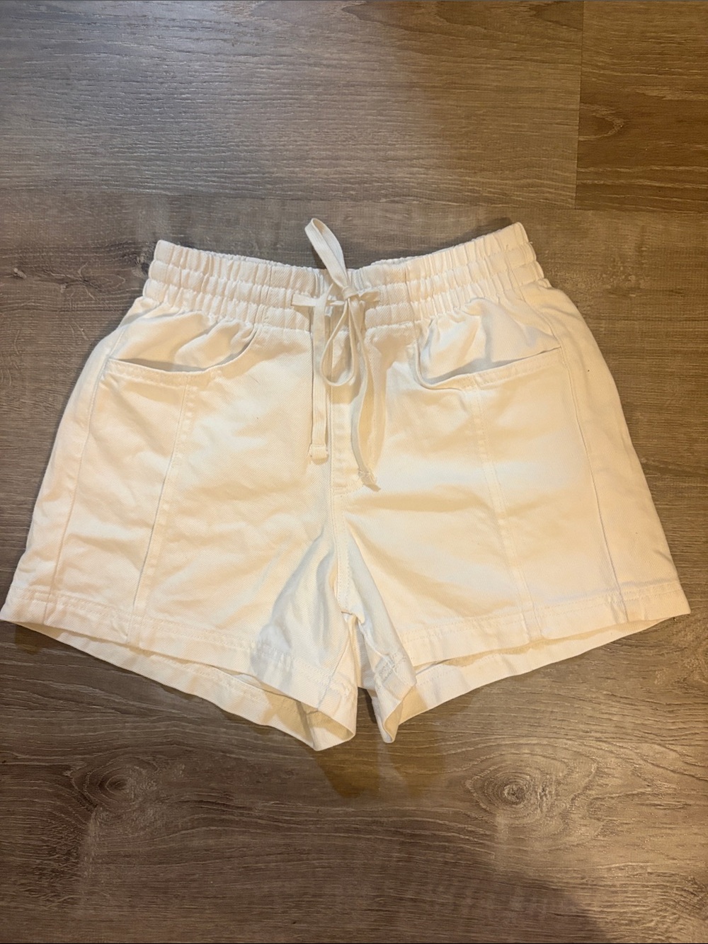 Target Women's Ivory Drawstring Waist Jean Shorts